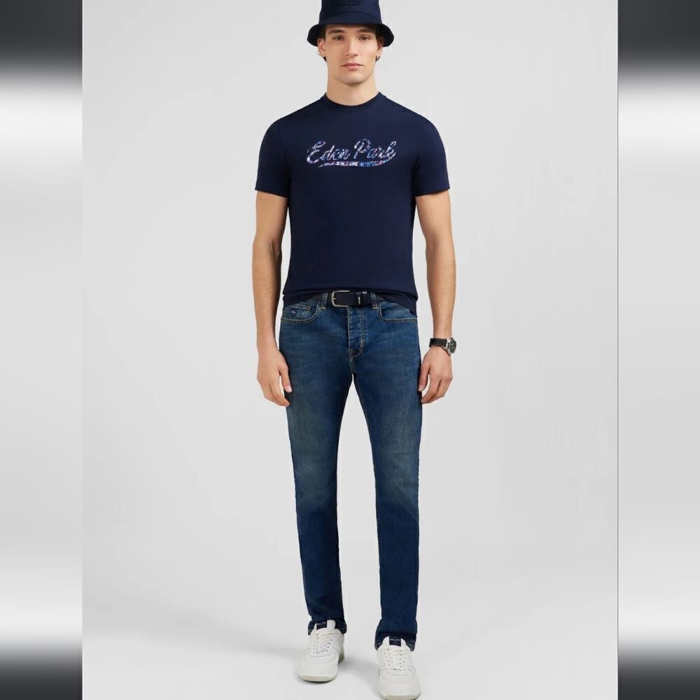 Eden Park Paris Slim Straight Fit Stretch 5 Pocket Button Fly Jeans Size 34 x 30